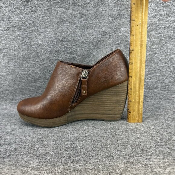 ✅Dr.Scholl's Boots Womens 8W Brown Leather Wedge Ankle Side Zip Fashion Booties. - Picture 10 of 10